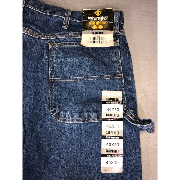Wrangler Riggs Workwear FR Cat2 2112 Carpenter 40X30 Men’s Y2K Blue Denim Jeans - Picture 7 of 8